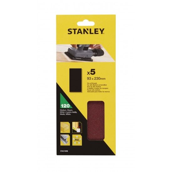 5 folhas de lixa sem perfurar ref STA31098-XJ STANLEY
