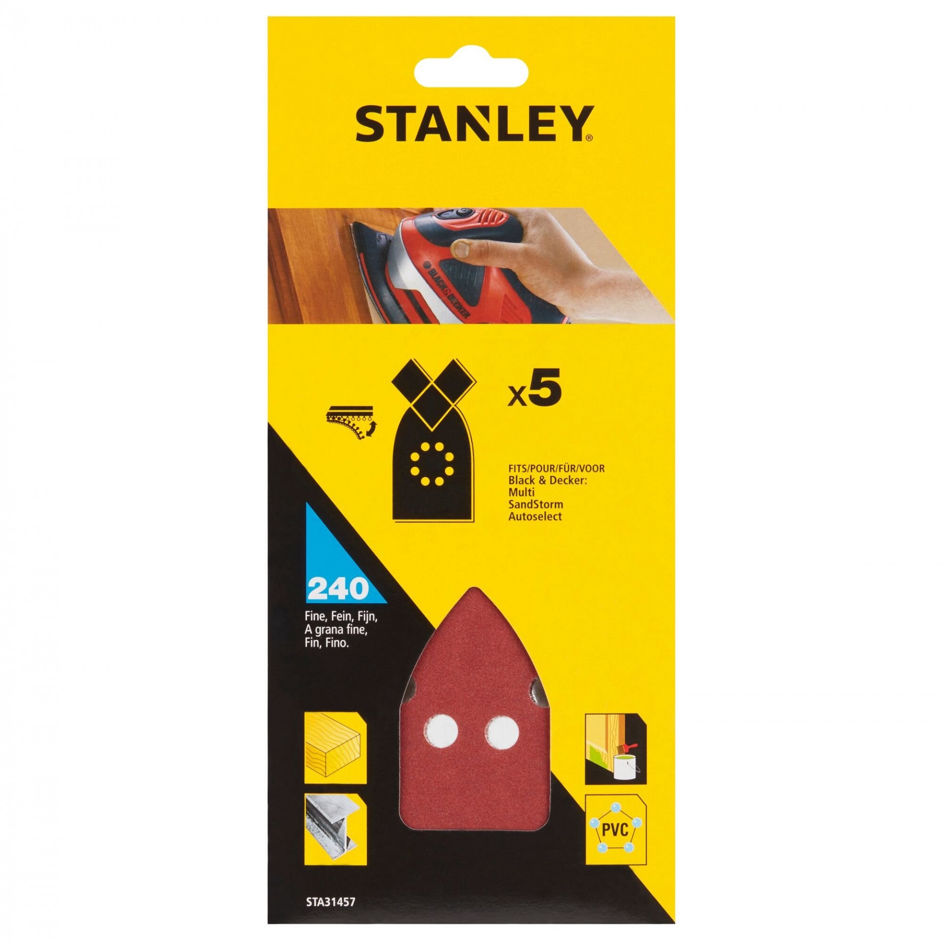 5 Folhas de lixa para Multilijadoras refª STA31457-XJ STANLEY