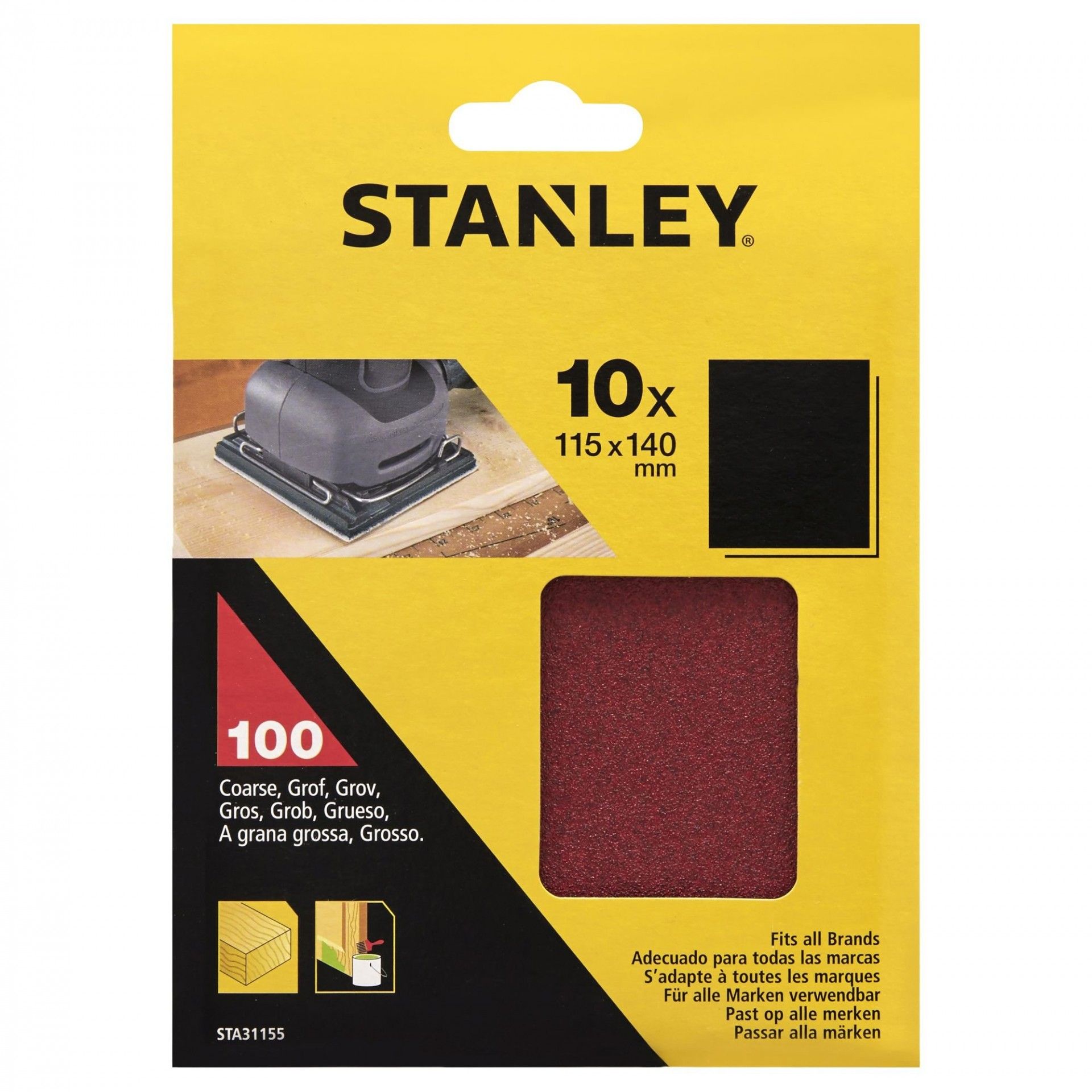 10 folhas de lixa sem perfurar refª STA31155-XJ STANLEY