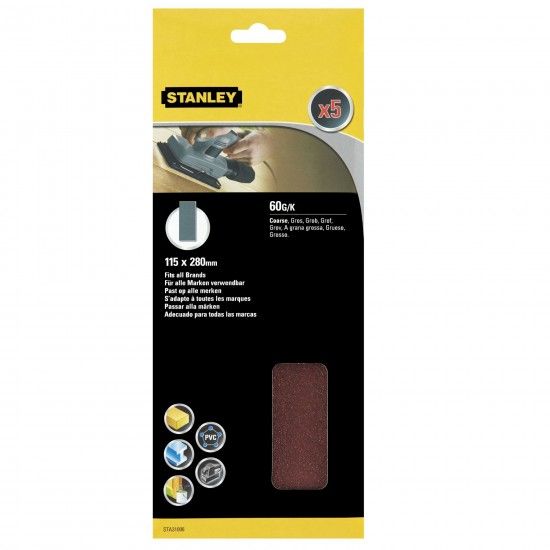 5 folhas de lixa sem perfurar refª STA31006-XJ STANLEY 5 folhas de lixa sem perfurar refª STA31006-XJ STANLEY