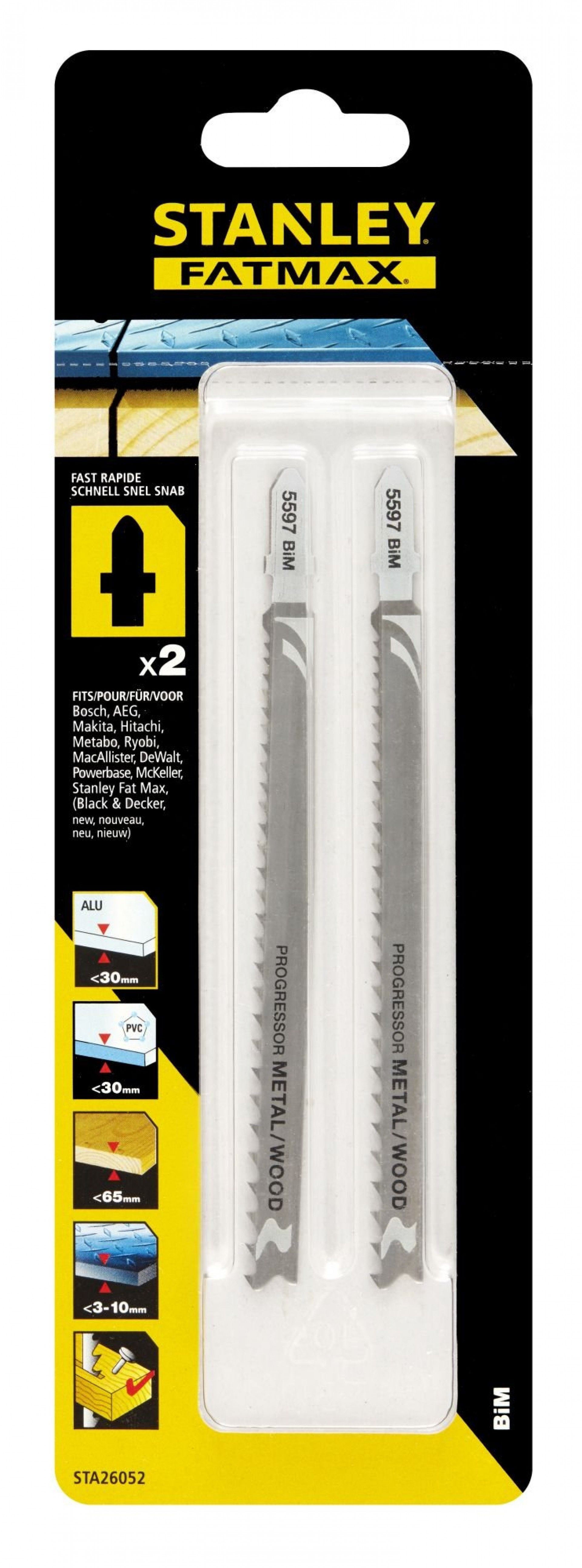 2 lâminas Bimetálicas.Para cortes de debaste refª STA26052-XJ STANLEY