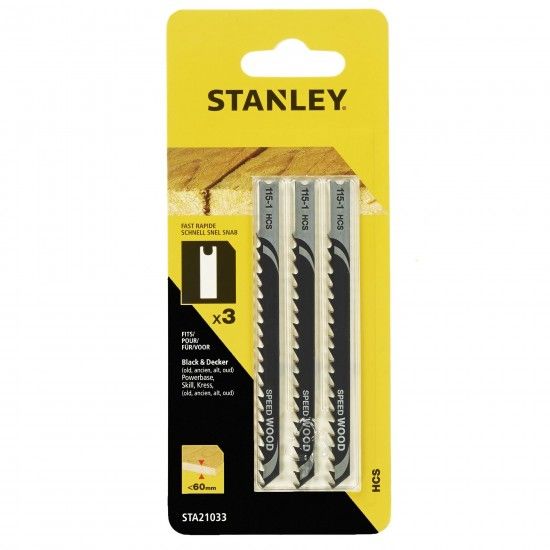 3 folhas HCS para corte reto e r�pido ref� STA21033-XJ STANLEY