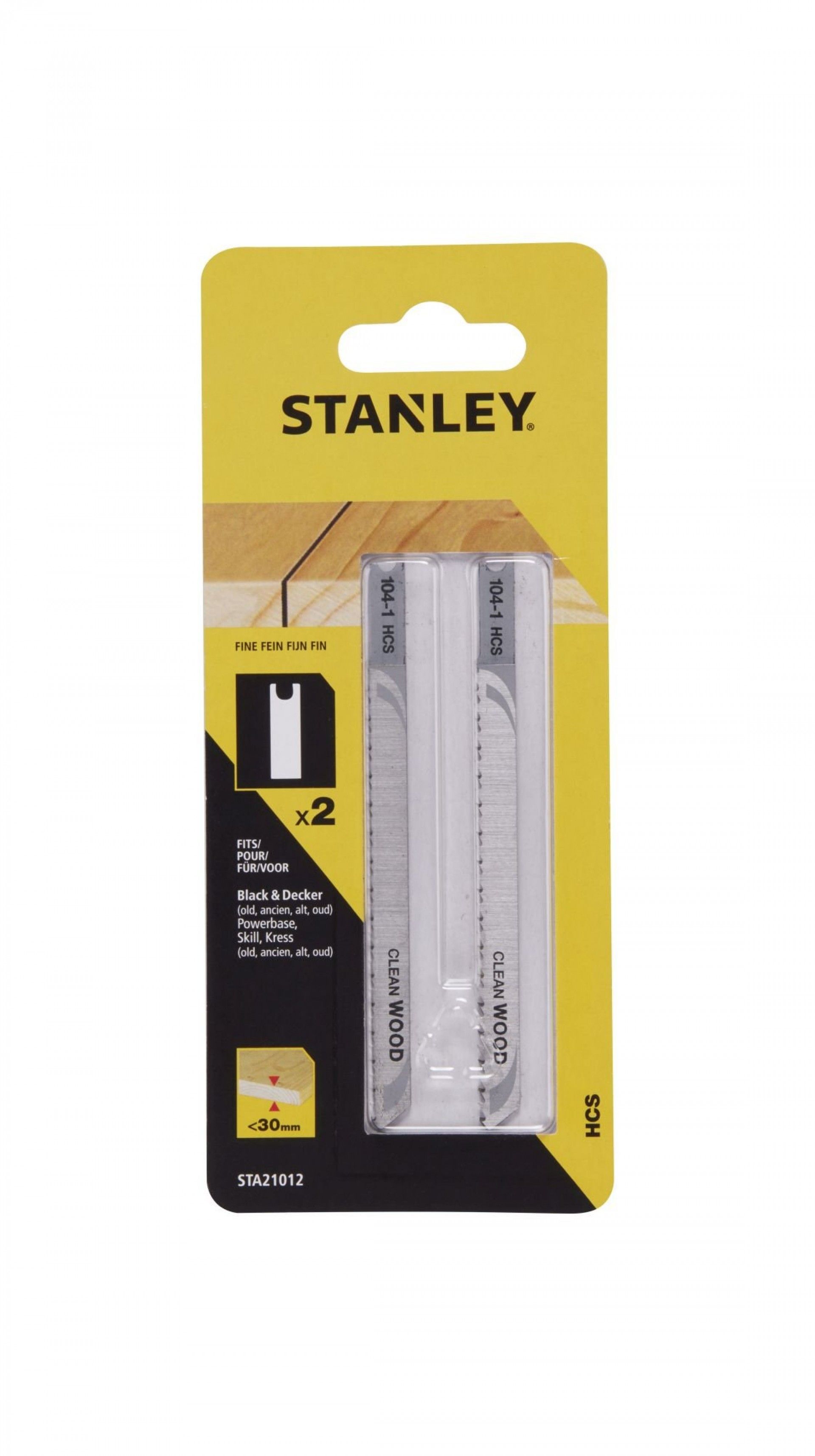 2 folhas HCS para corte fino, reto e sem lascas refª STA21012-XJ STANLEY