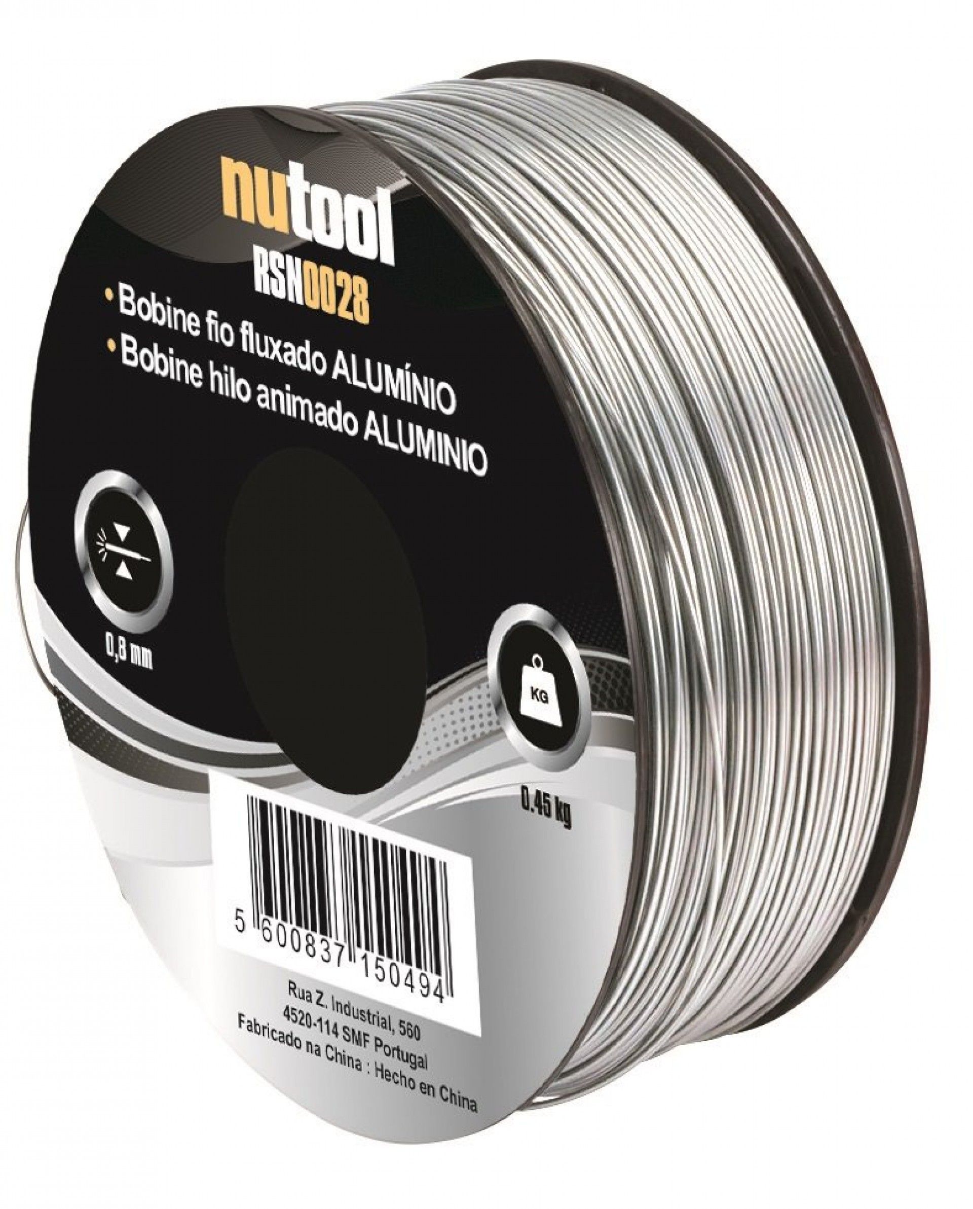 Bobine fio fluxado 0.8mm 0.45Kg Aluminio Ref RSN0028 NUTOOL