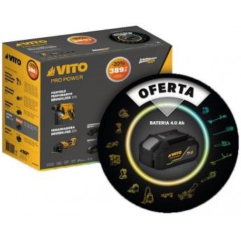 Martelo brushless + Rebarbadora brushless + 1bat 6.0Ah + 1bat 4.0Ah + carregador ref PACK1EGO VITO