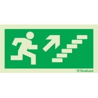 Sinal de evacuao, escada a subir  direita, 300x150 PVC opaco ref P0001 Sinalux