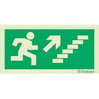 Sinal de evacuao, escada a subir  direita, 400x200 PVC opaco ref P0001 Sinalux