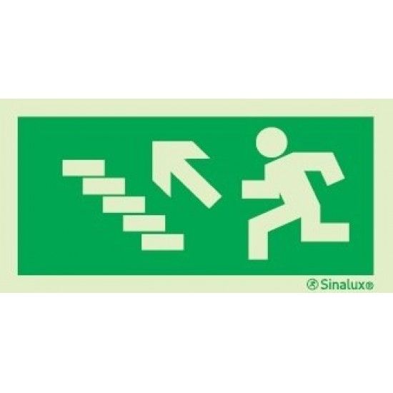 Sinal de evacuao, escada a subir  esquerda, 200x100 PVC opaco ref P0002 Sinalux