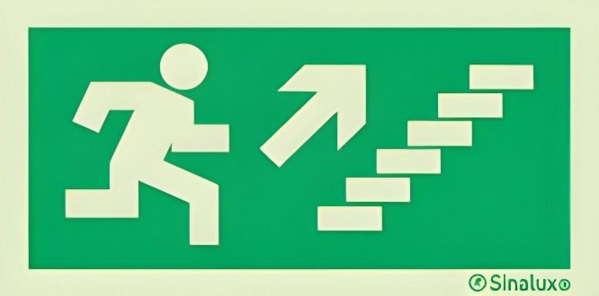 Sinal de evacuação, escada a subir à direita, 400x200 PVC opaco refª P0001 Sinalux