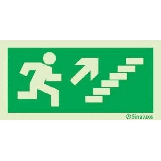 Sinal de evacuao, escada a subir  direita, 300x150 PVC opaco ref P0001 Sinalux