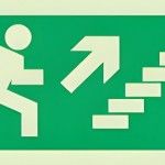 Sinal de evacuao, escada a subir  direita, 400x200 PVC opaco ref P0001 Sinalux