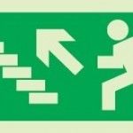 Sinal de evacuao, escada a subir  esquerda, 400x200 PVC opaco ref P0002 Sinalux