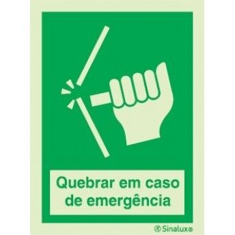 Sinal 15x20 Quebrar em caso de emergncia n P0350 Sinalux