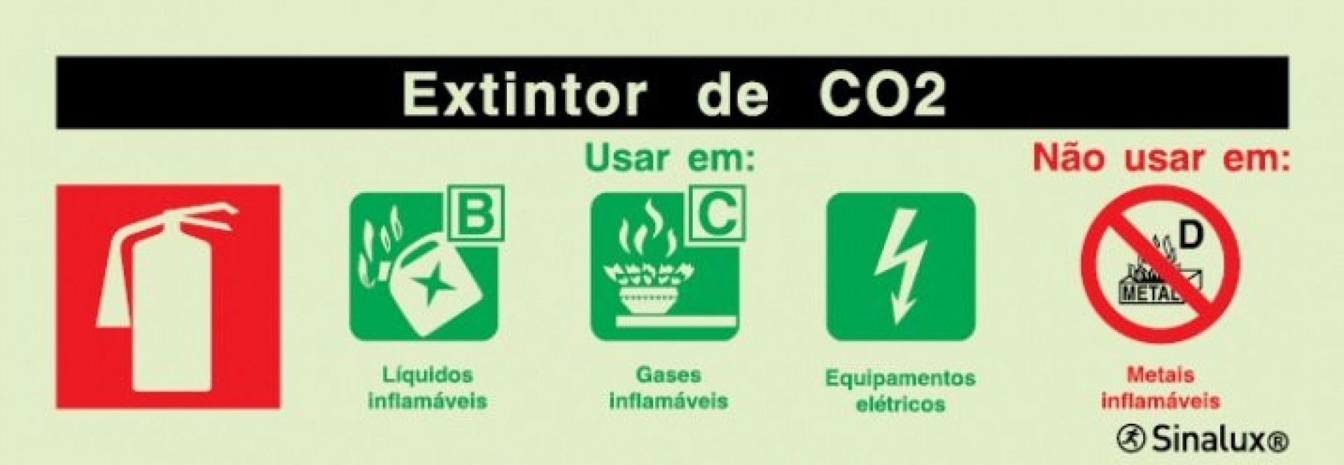 Sinal agente CO2, 240x80 refª P0451 Sinalux