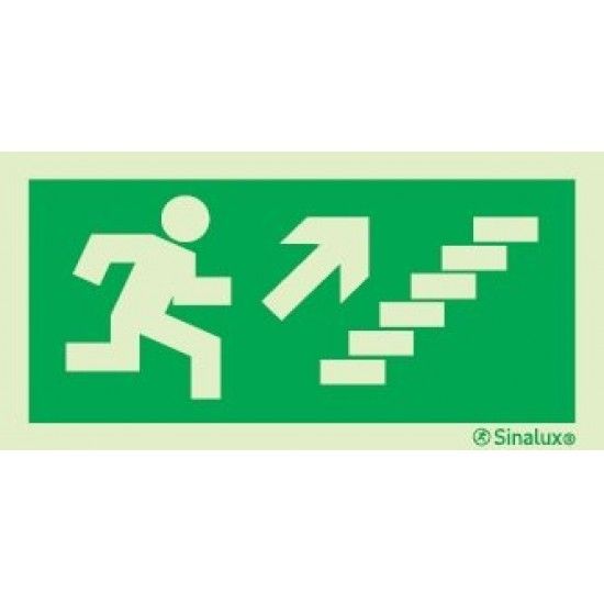 Sinal de evacuao, escada a subir  direita, 200x100 PVC opaco ref P0001 Sinalux