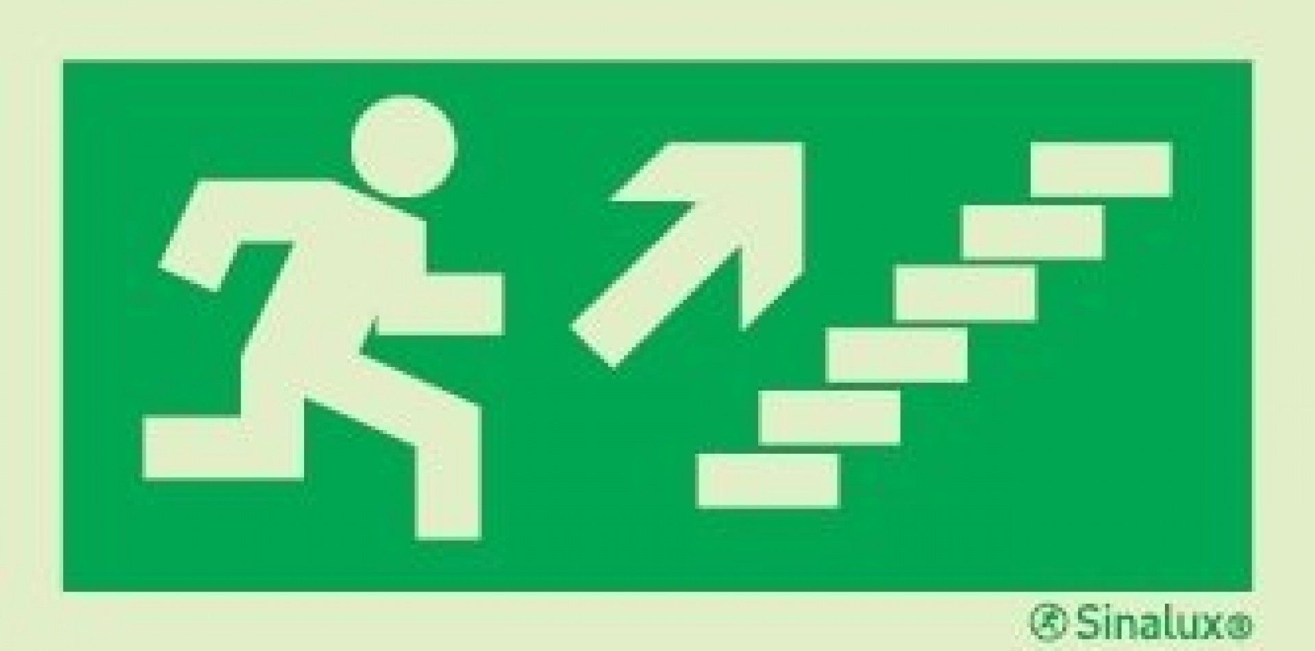 Sinal de evacuação, escada a subir à direita, 300x150 PVC opaco refª P0001 Sinalux