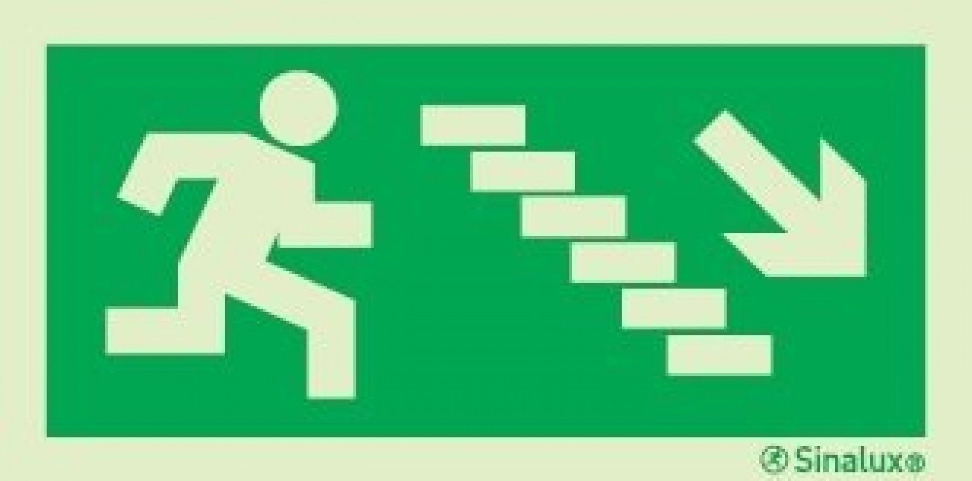 Sinal de evacuação, escada a descer à direita, 200x100 refª P0004 Sinalux