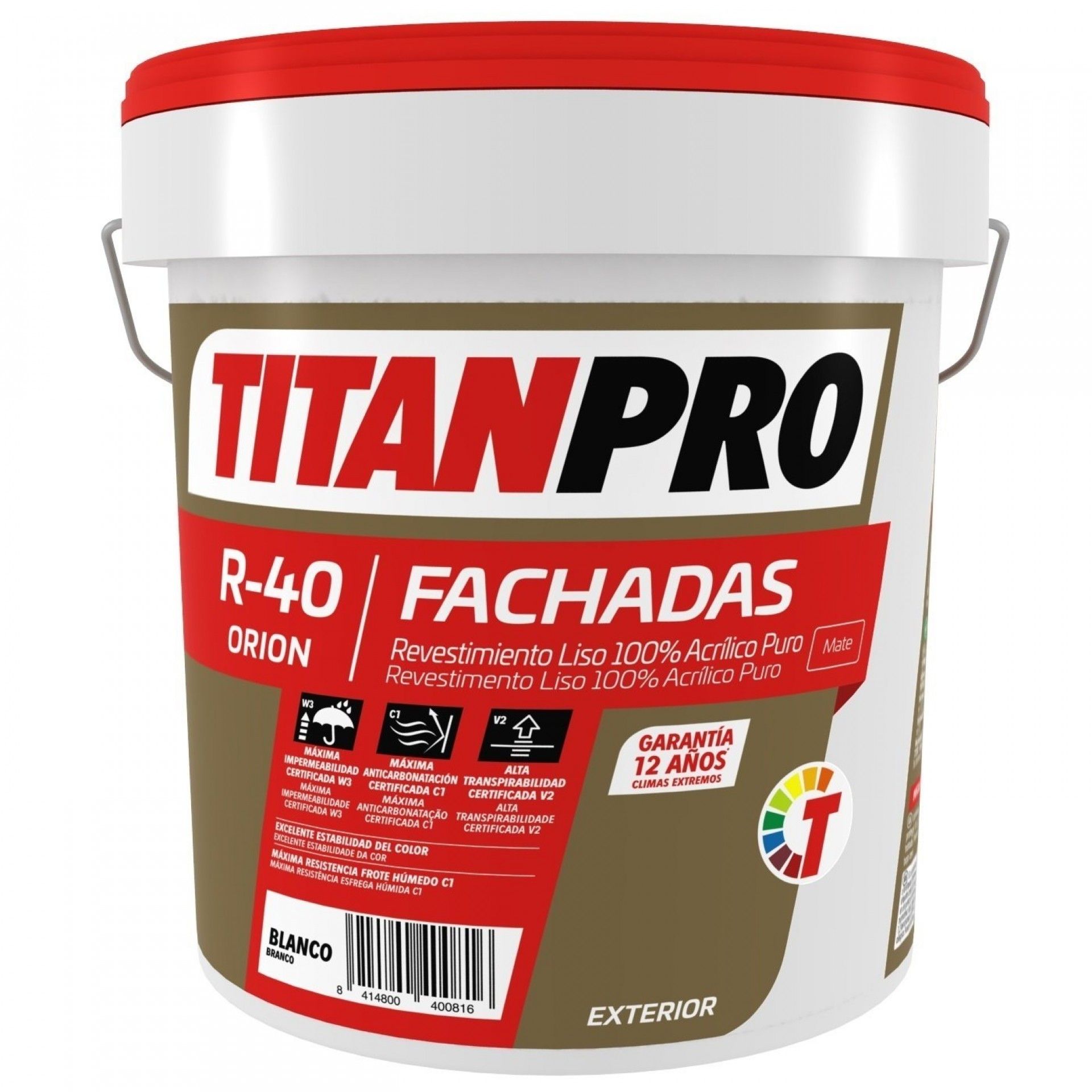 Titanpro R-40 mate branco 1L 100% acrilico refª 5949445