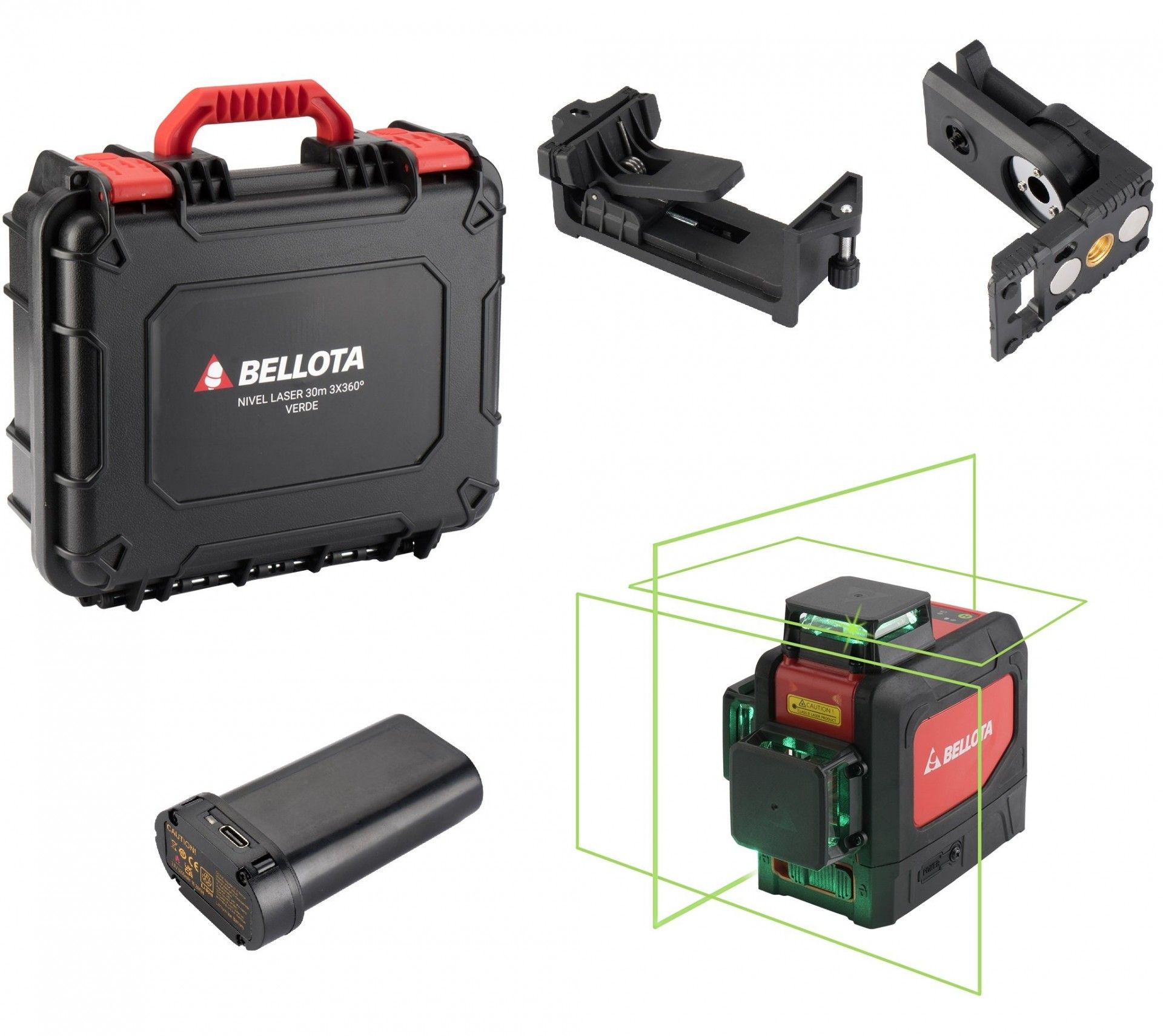 Nivel 3 planos 360º Linha verde refª NIV30360V Bellota