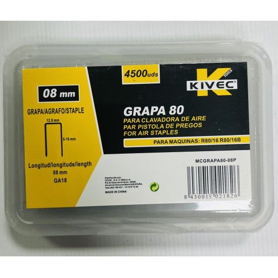 Agrafos 6mmx12.8 mm ref MCGRAPA80-6P KIVEC