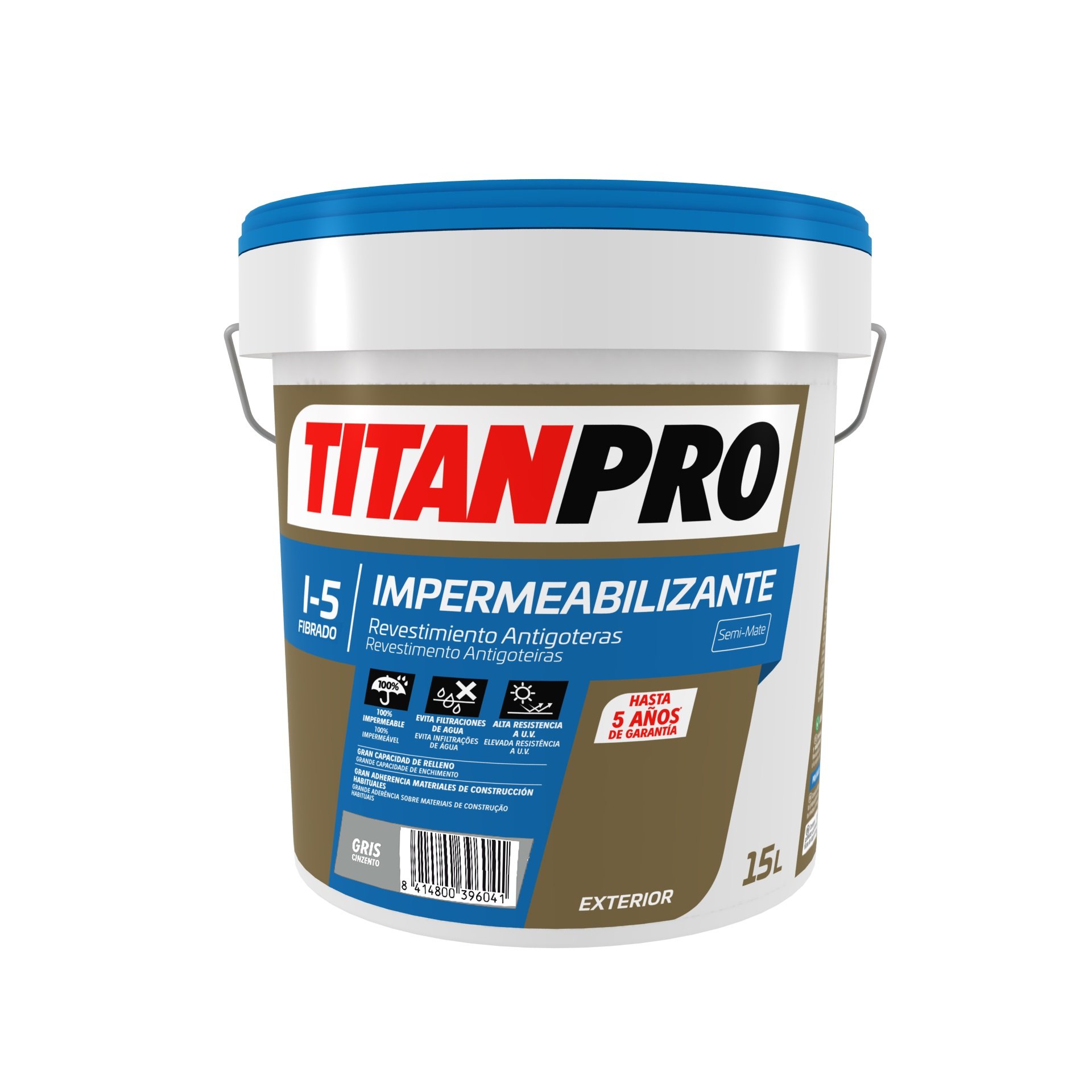 IMPERMEABILIZANTE I-5 BORRACHA LIQUIDA FIBRADA 15L TITAN