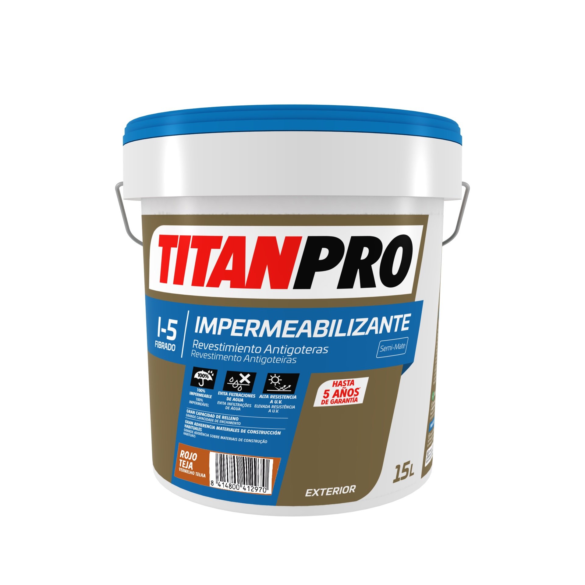 IMPERMEABILIZANTE I-5 BORRACHA LIQUIDA FIBRADA 15L TITAN