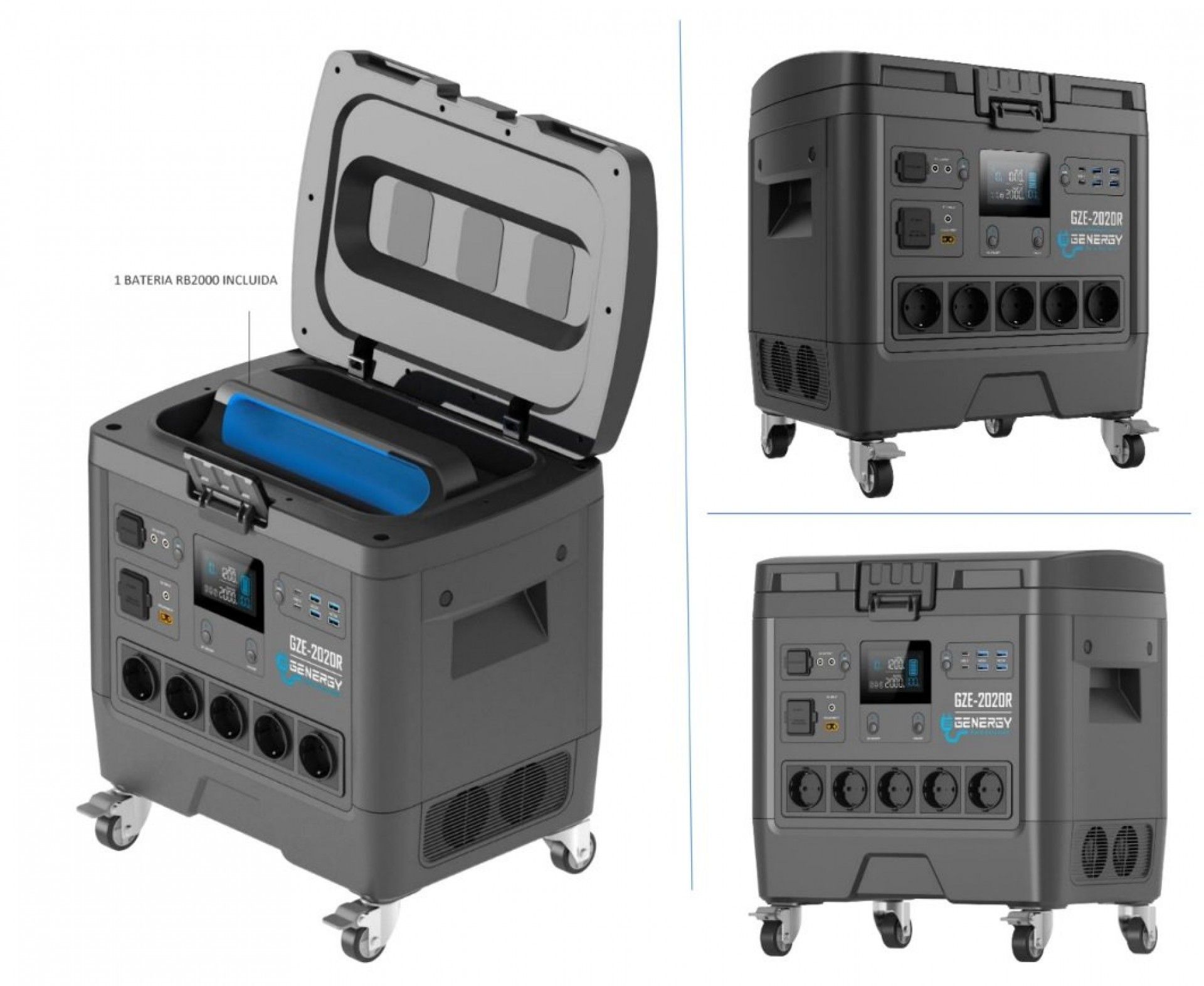 Estação energia Solar/12v/220  1953WH/2000W GZE-2020R (Bateria cambiavél) refª 31520 GENERGY