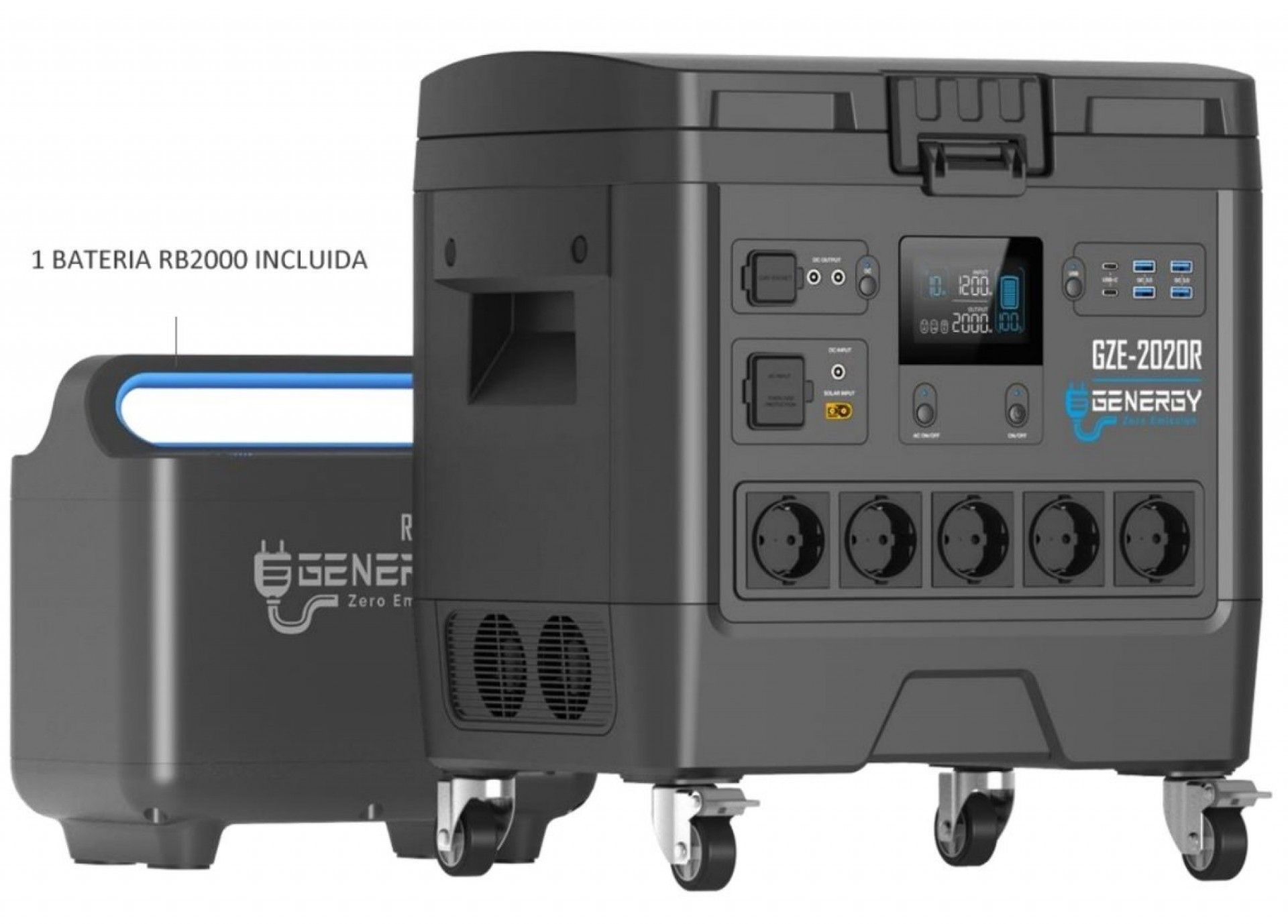 Estação energia Solar/12v/220  1953WH/2000W GZE-2020R (Bateria cambiavél) refª 31520 GENERGY