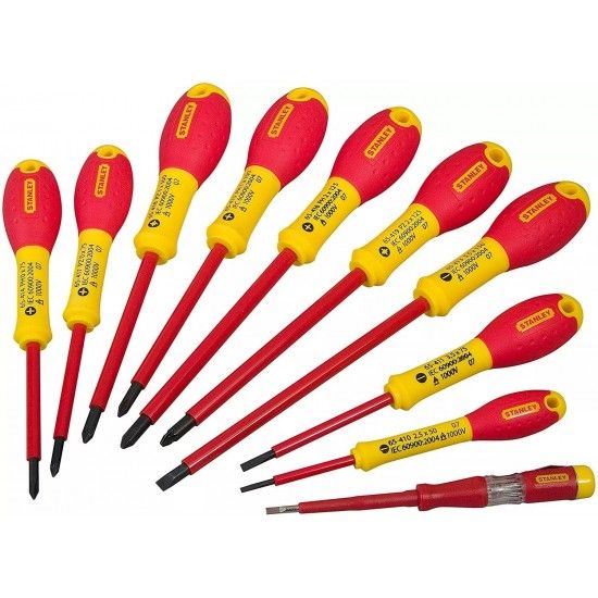 Kit chaves de fenda para eletricista isolado Flat/PZ/Phillips 10P FMHT62573-0 STANLEY