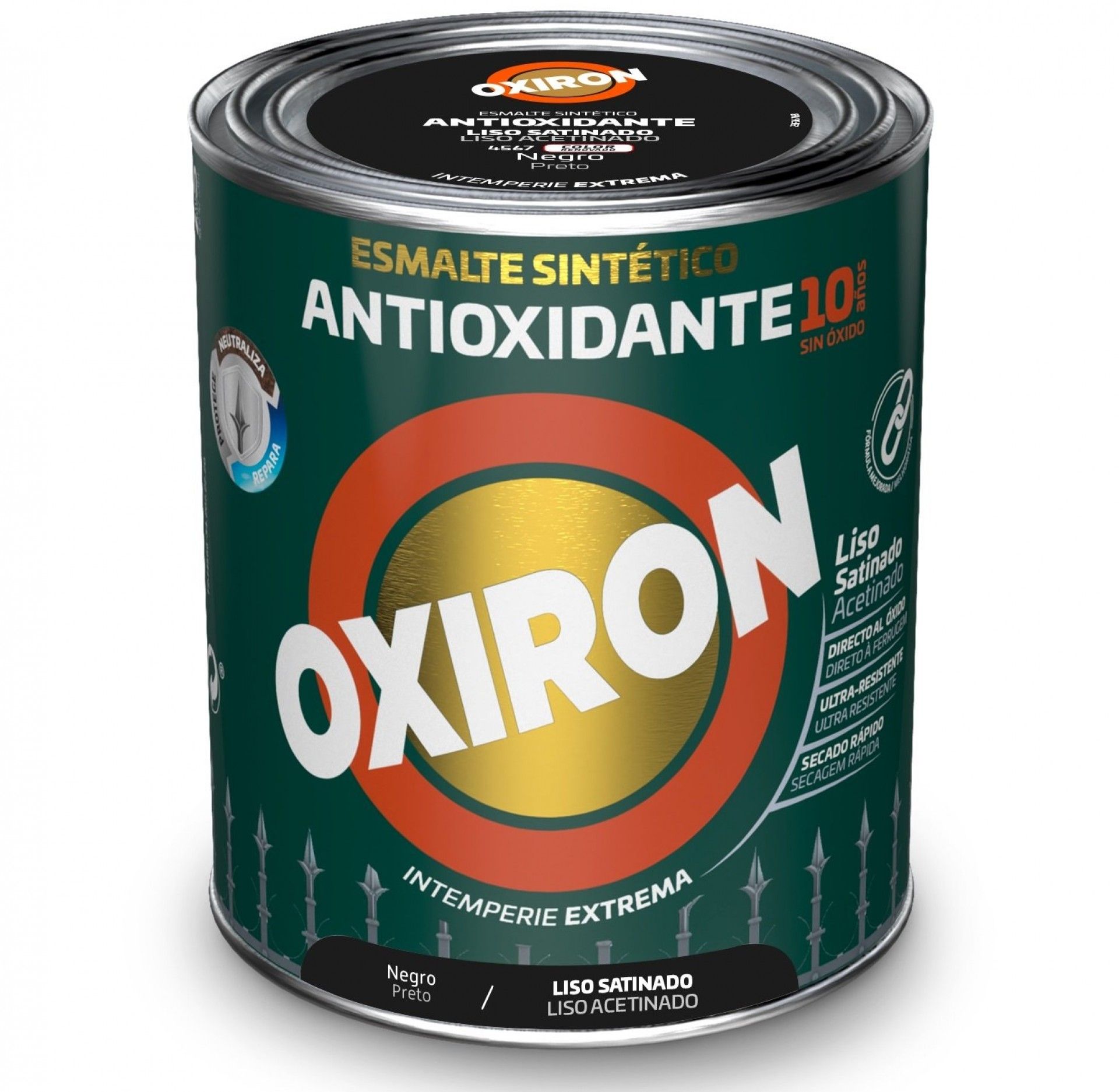Esmalte antioxidante acetinado preto 750ml Oxiron refª F2J456734 Titan