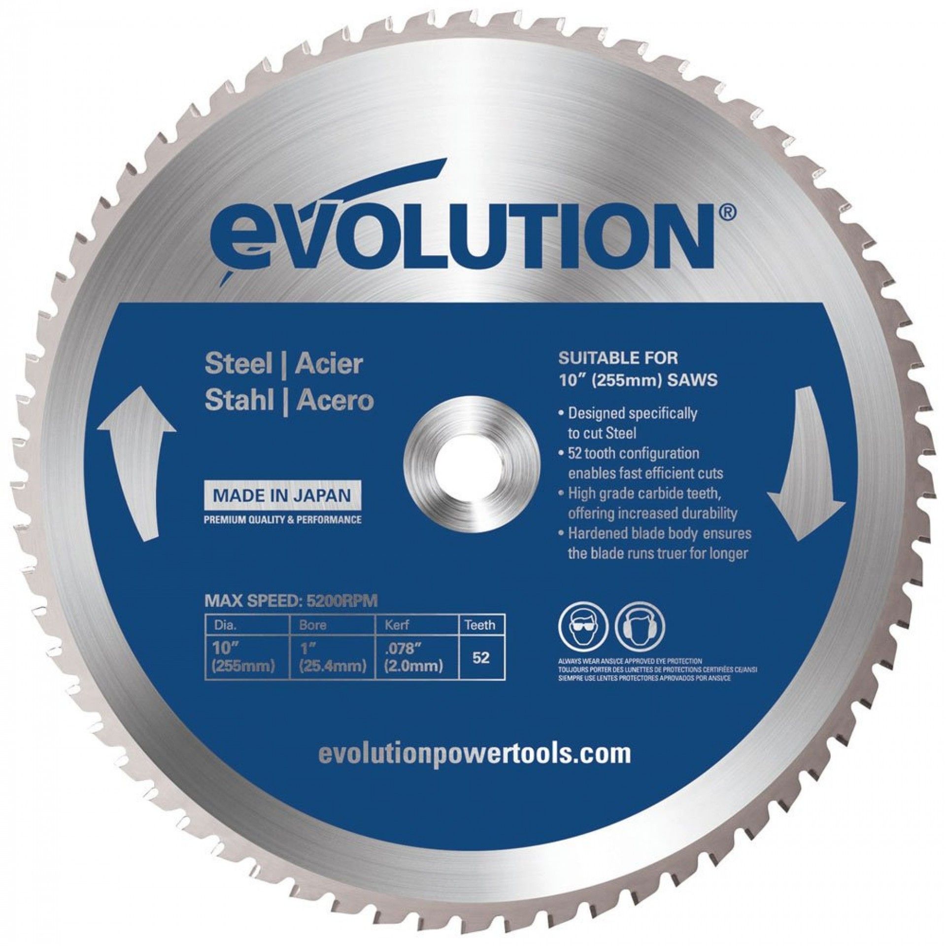 Disco aço Evolution TCT 255x25.4mm 52D 31D25525452A