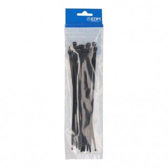 Abraadeiras pretas 200x4,8mm nylon de alta qualidade (blister 25 unid.) ref E48404 EDM