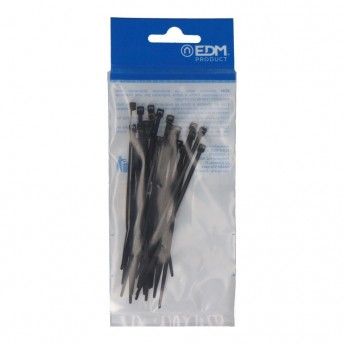 Abraadeiras pretas 100x2,5mm nylon de alta qualidade (blister 25 unid.) ref E48401 EDM