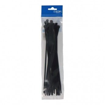 Abraadeiras pretas 250x4,8mm nylon de alta qualidade (blister 25 unid.) ref E48425 EDM