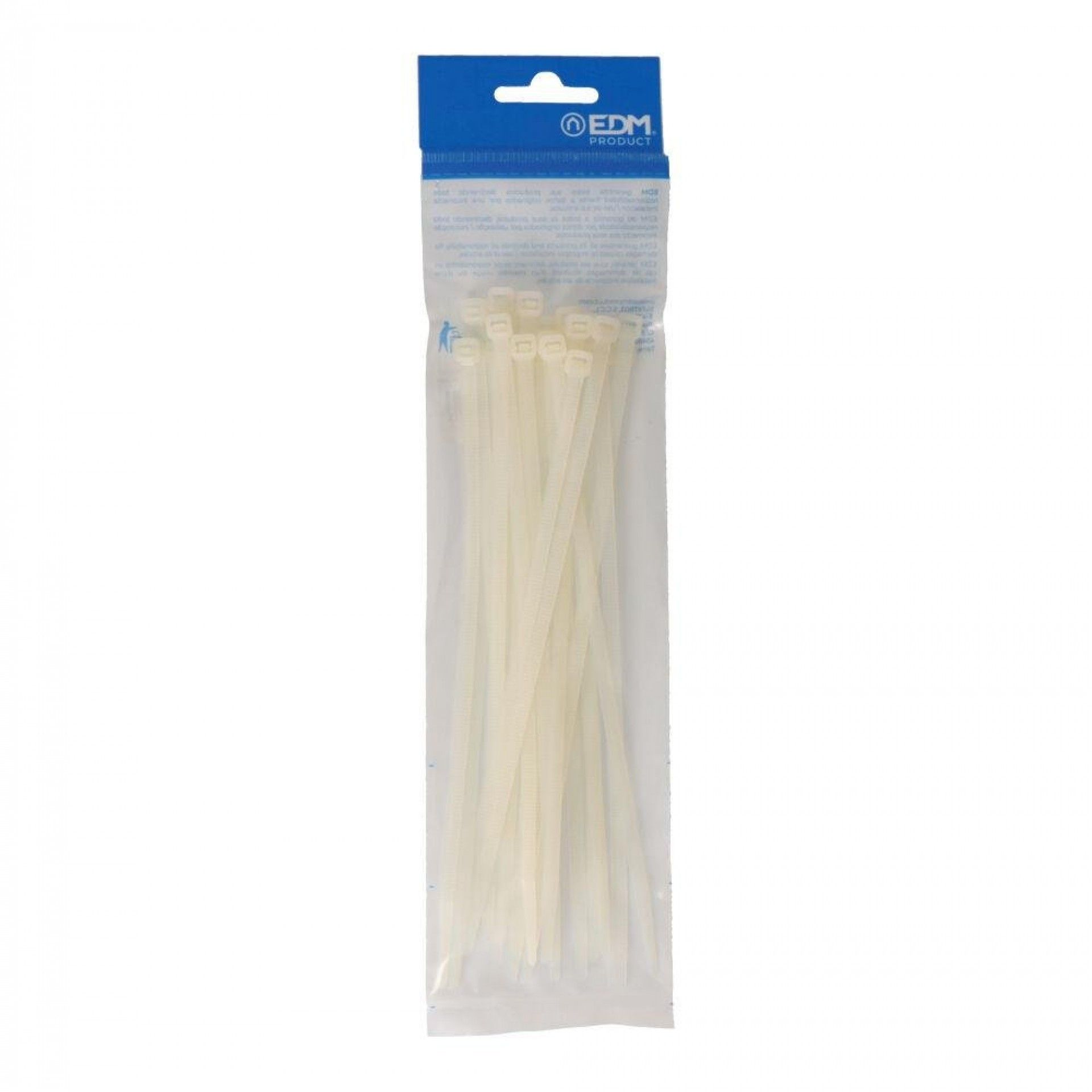 Abraçadeiras natural 200x4,8mm nylon de alta qualidade (blister 25 unid.) refª E48304 EDM