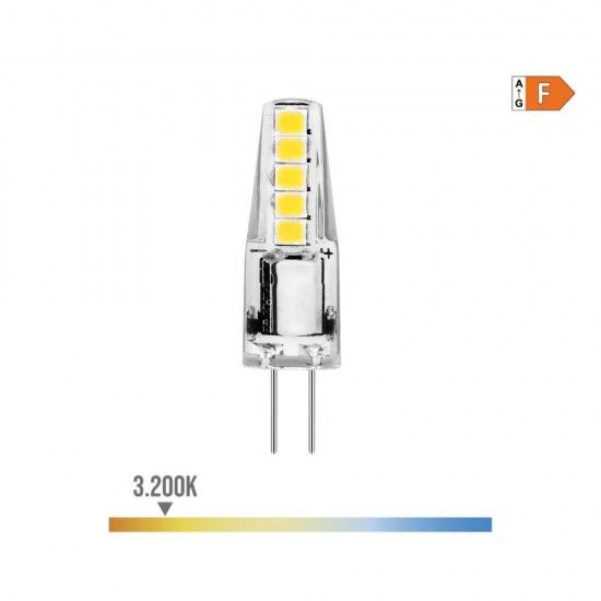 Lmpada de silicone bi-pin led g4 12v 2w 180lm 3200k luz quente 10x37mm ref 98913 EDM