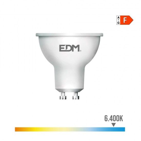 Lâmpada dicroica led gu10 7w 600lm 6400k luz fria 120° ø5x5,5cm refª 98253 EDM Lâmpada dicroica led gu10 7w 600lm 6400k luz fria 120° ø5x5,5cm refª 98253 EDM