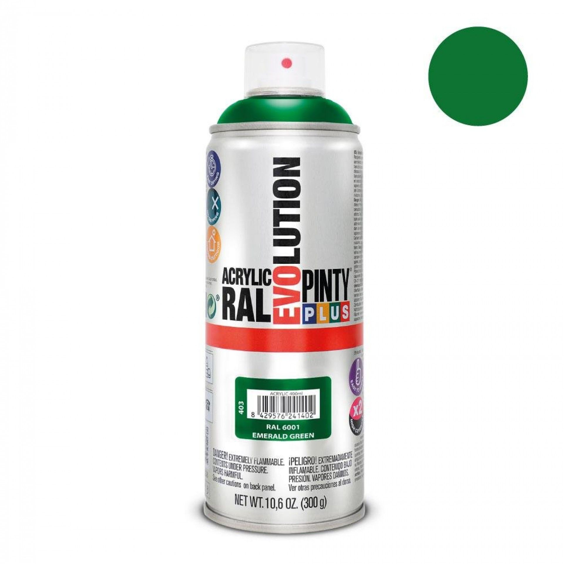 Pintura em spray pintyplus evolution 520cc ral 6001 verde esmeralda refª 96807 PINTY PLUS
