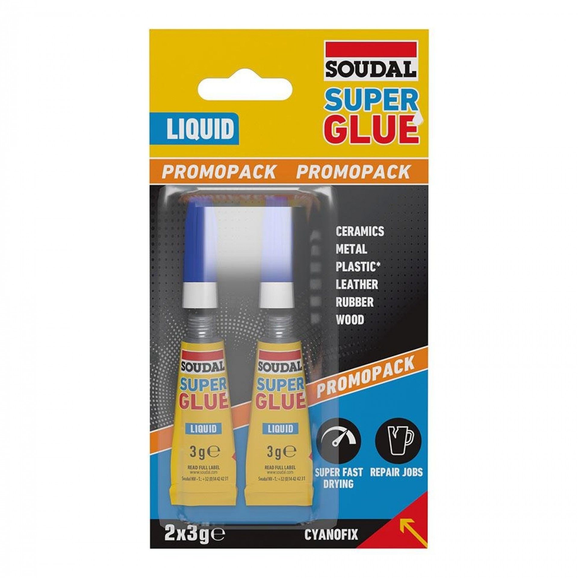 Soudal super glue líquido 2 x 3g 160037 refª 96445 SOUDAL