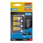 Soudal super glue lquido 3x1g 160023 ref 96443 SOUDAL