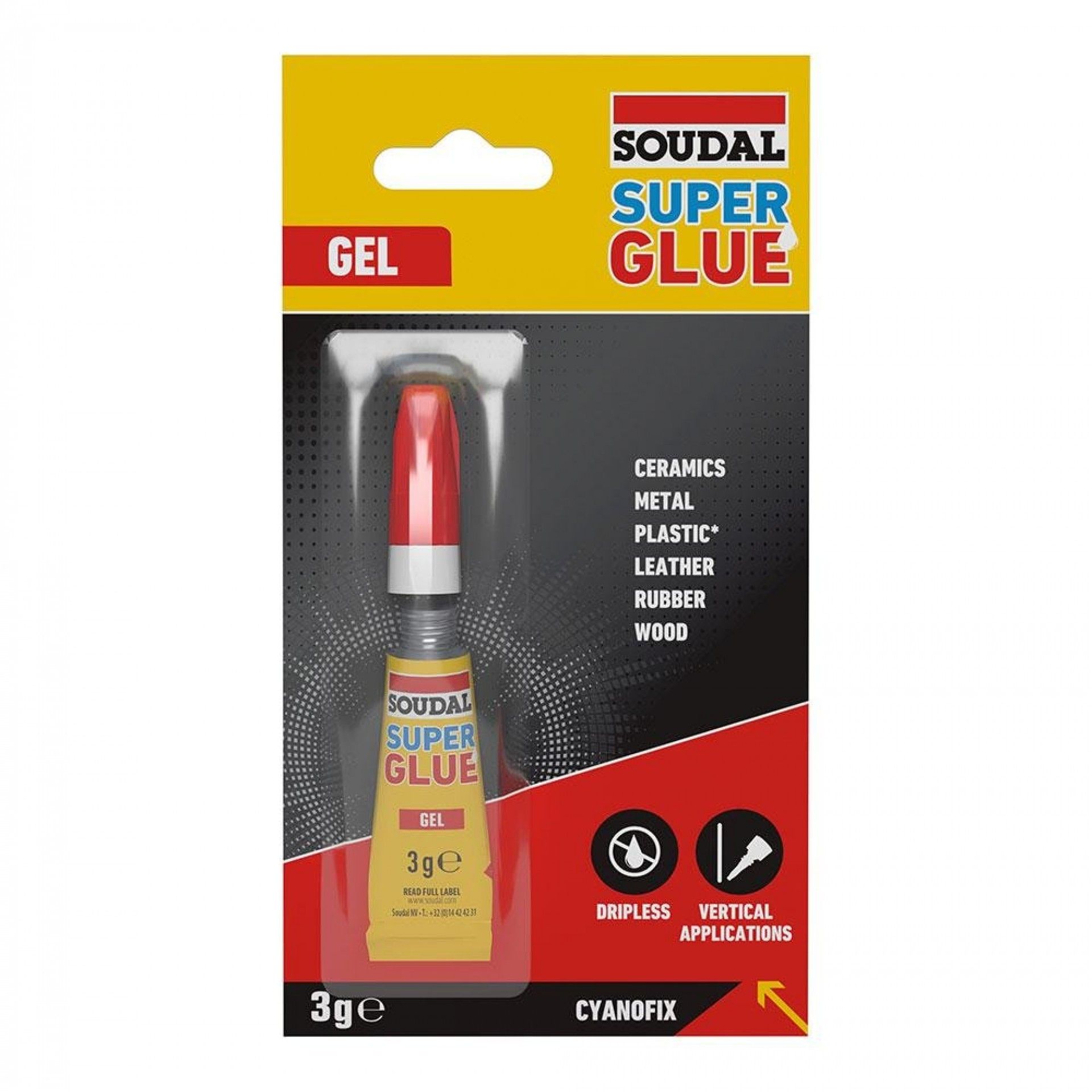 Soudal super glue gel 3g 116390 refª 96442 SOUDAL