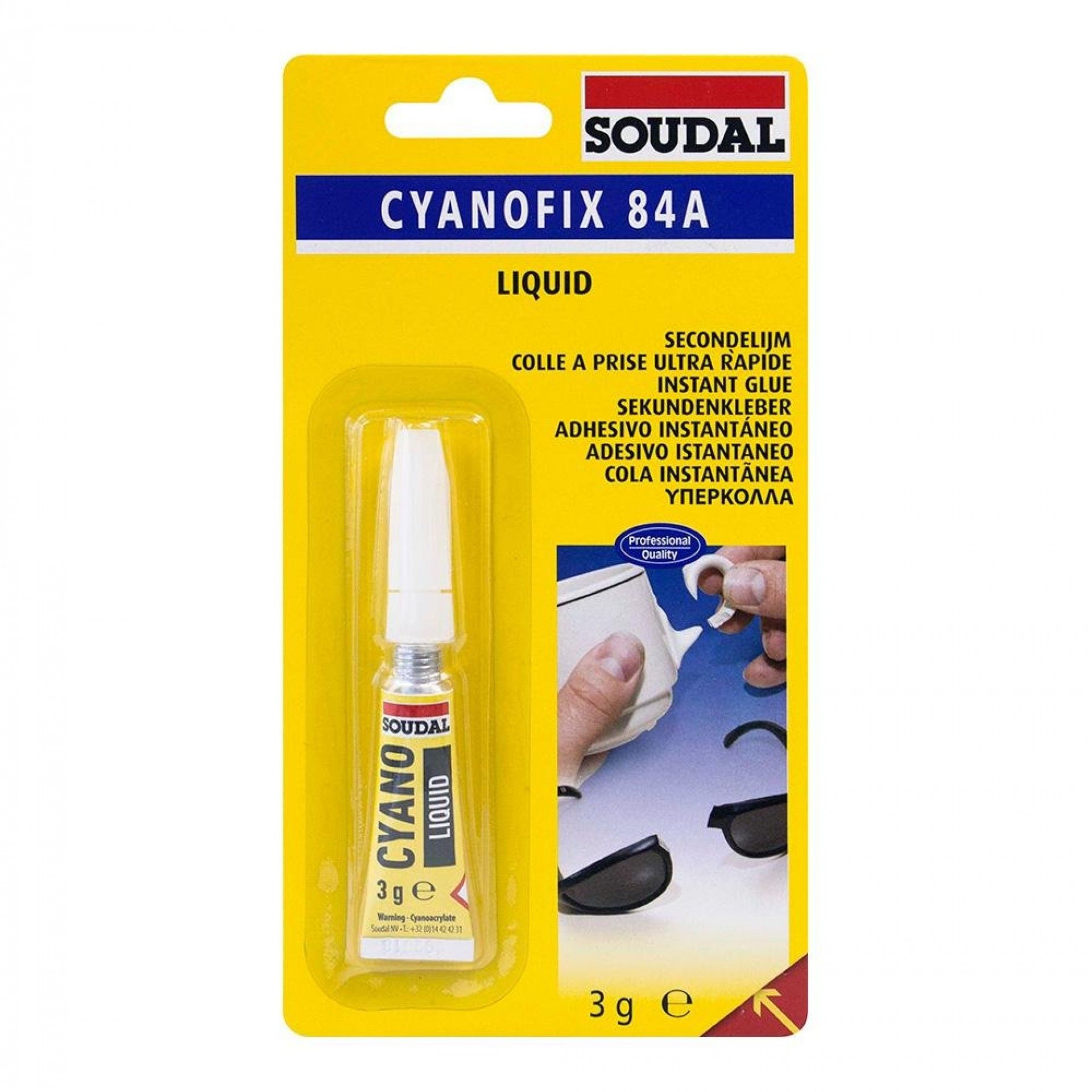 Cianoacrilato instantâneo de uso universal 3g 100072 refª 96427 SOUDAL