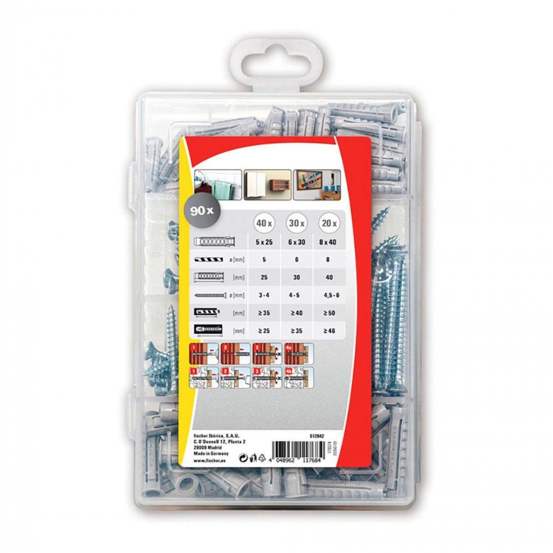 Maleta 90 buchas + parafusos sx plus 5/6/8 + parafusos 5568679 refª 96333 FISCHER