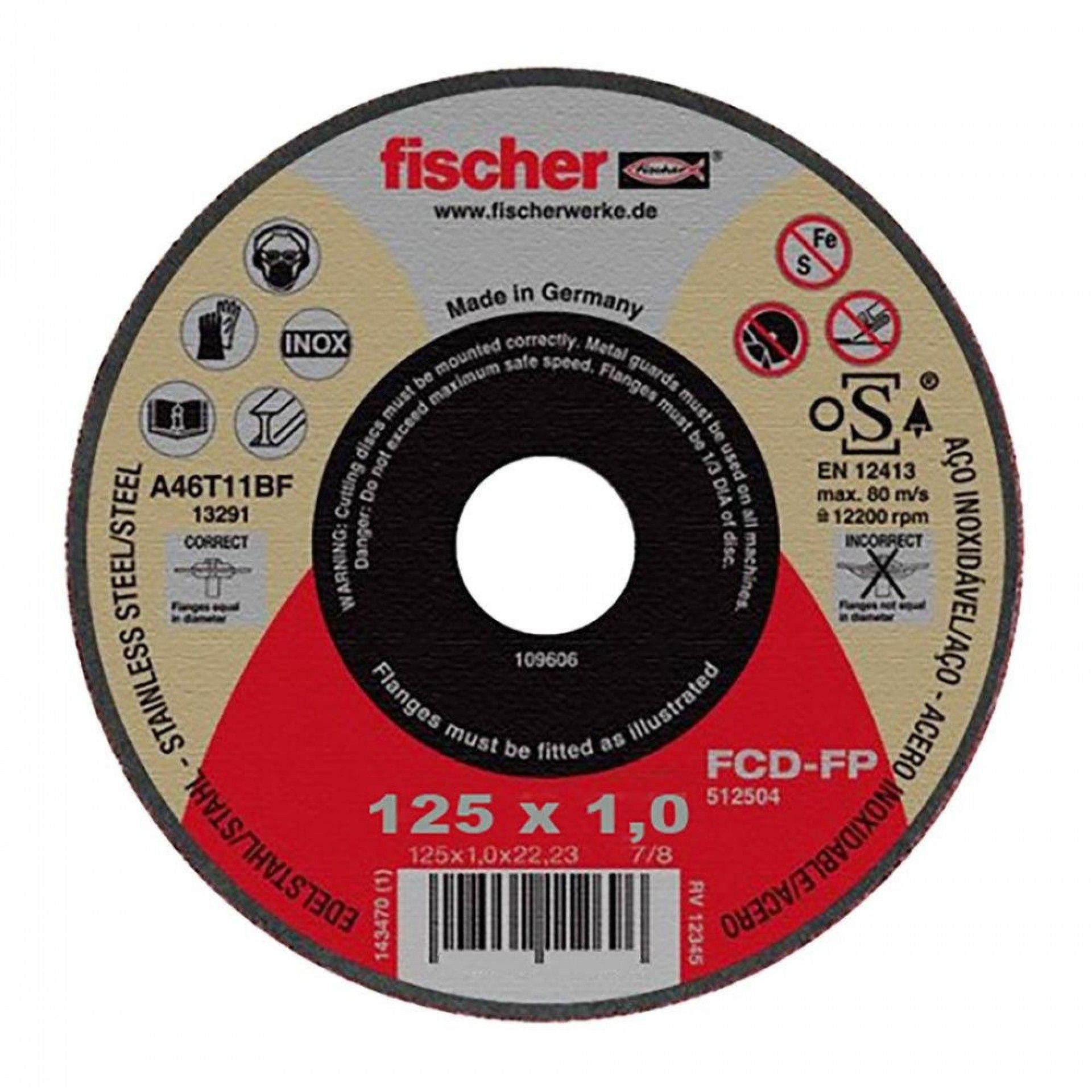 Disco fcd-fp ø125x1x22,23 plus, corte de metal 531711 refª 96252 FISCHER