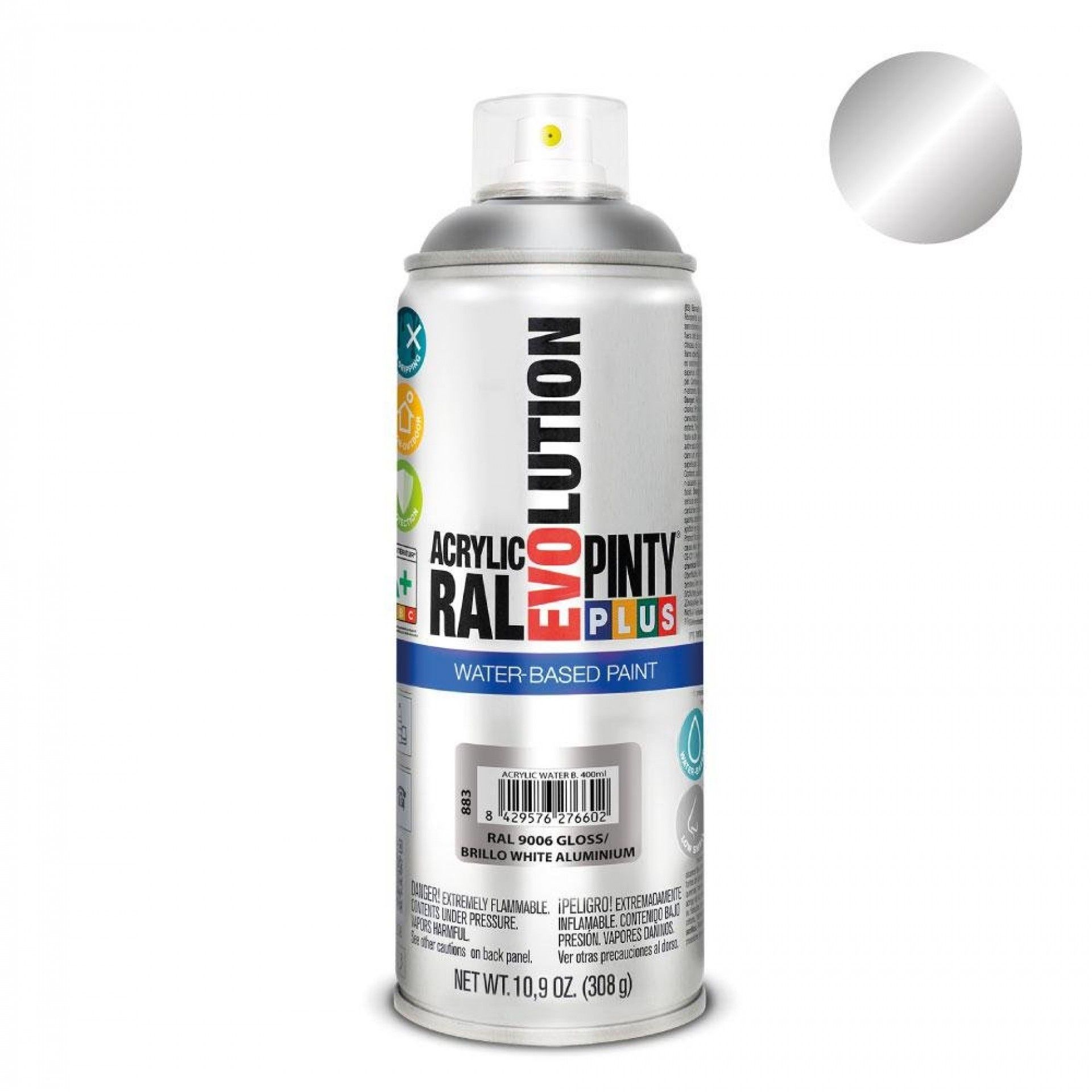 Spray pintyplus evolution water-based 520cc ral 9006 aluminio branco refª 95895 PINTY PLUS