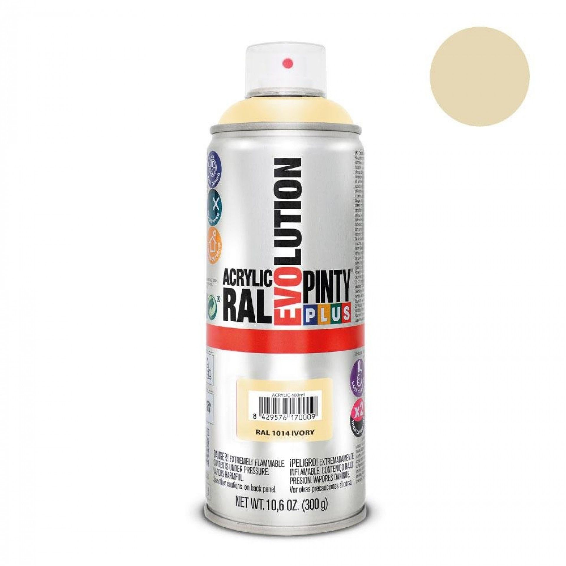 Tinta em spray pintyplus evolution 520cc ral 1014 marfil refª 95787 PINTY PLUS