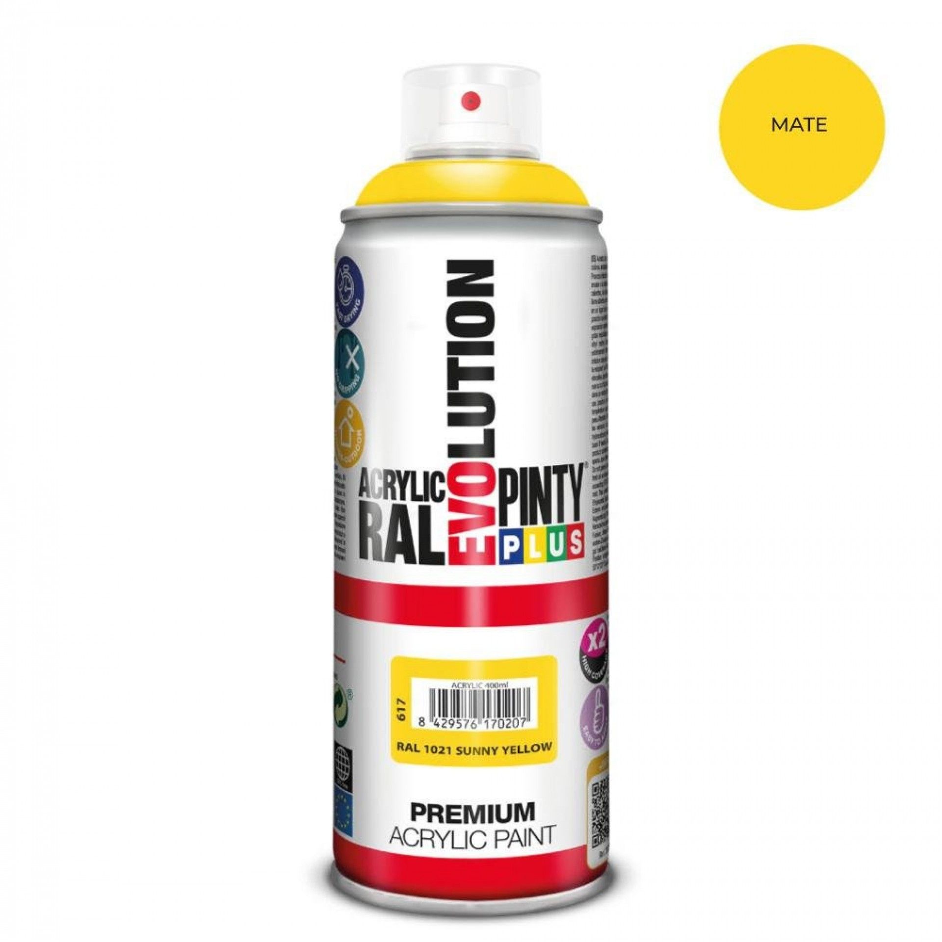 Tinta em spray pintyplus evolution 520cc ral1021 matt sunny yellow refª 95360 PINTY PLUS