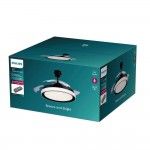 Ventoinha de teto led modelo atlas. cor preto. pot�ncia: 28+35w l�minas: �106cm com controle remoto 