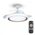 Ventoinha de teto de led modelo atlas. cor dourado. pot�ncia: 28+35w l�minas: �106cm com controle re