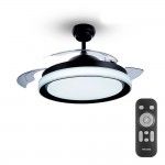 Ventoinha de teto led modelo atlas. cor preto. pot�ncia: 28+35w l�minas: �106cm com controle remoto 